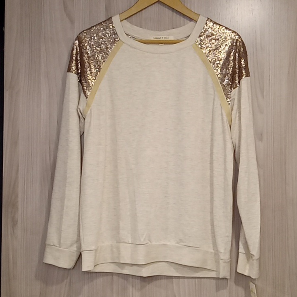 66. NWT Living doll oatmeal pullover blouse